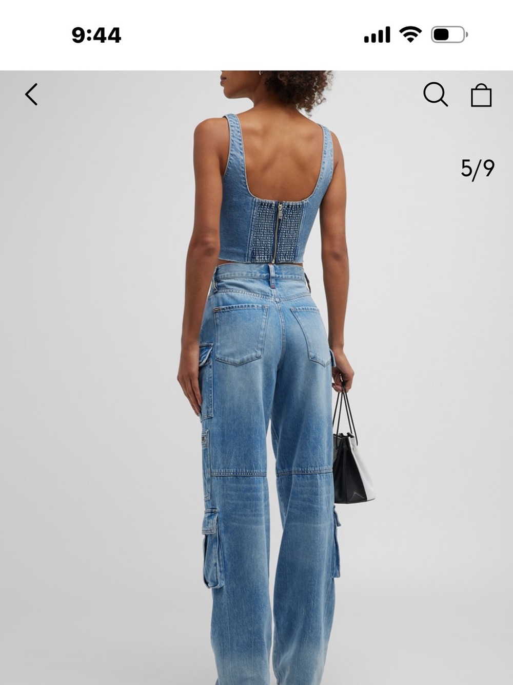 Alice + Olivia Light Blue Baggy Denim Cargo Jeans - Picture 5 of 7